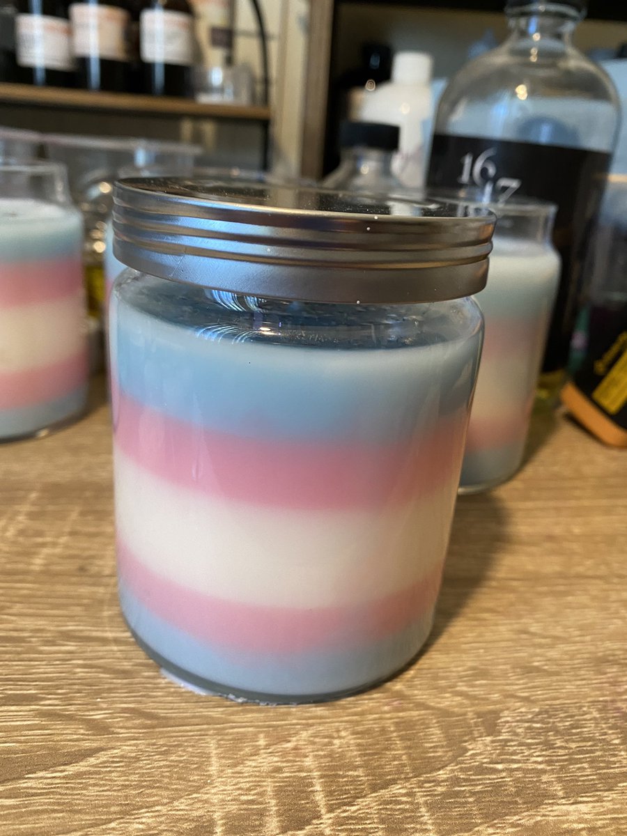luminiscandleco's tweet photo. fuck pride discourse here’s some trandles 

(featuring biodegradable glitter made from sustainable, ethically sourced materials) https://t.co/rFnNkyBfoY
