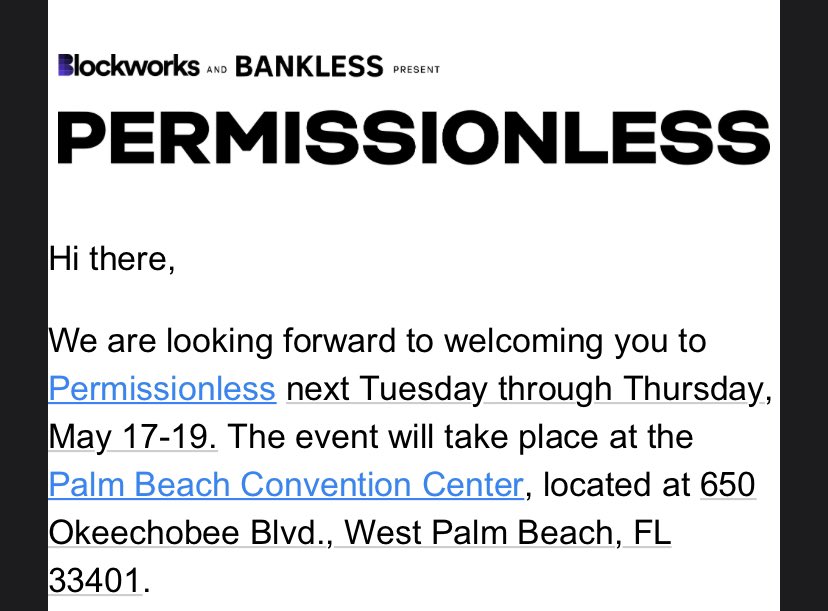 RogerCaneda's tweet image. I will be at @Blockworks_ #Permissionless2022 event this whole week in West Palm Beach, FL! 

If you will be attending let me know would love to connect and learn what you are doing in the space! 

Look forward to meeting all of you! 

#NFT #Crypto #Blockworks #Nfts #web3