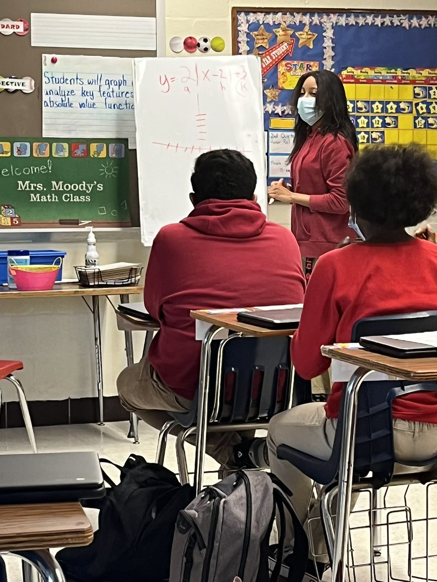 Just another day in Ms. Moody’s Algebra 1 class where students are leading the lesson🙌🏾 Absolute Value Transformations #TMMSrocks