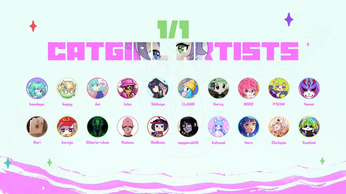 catsinthecups's tweet photo. We are delighted to announce we'll be working with over 30 artists for 1/1 catgirls as a part of our 10k collection!

Here are the first 20 names, incredible artists who we are lucky to have with us for catgirls! https://t.co/w74sdSKeID