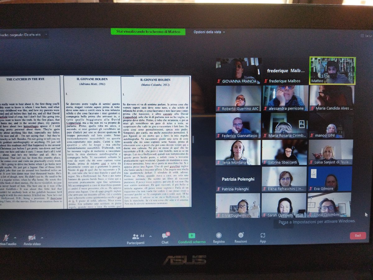 Fredmalbos's tweet photo. Un traduttore bravissimo a comunicare! #matteocolombo Ultima traduzione del Giovane Holden di Salinger. Corso perfetto per noi #interpretiaiic https://t.co/EVfDPKokQZ