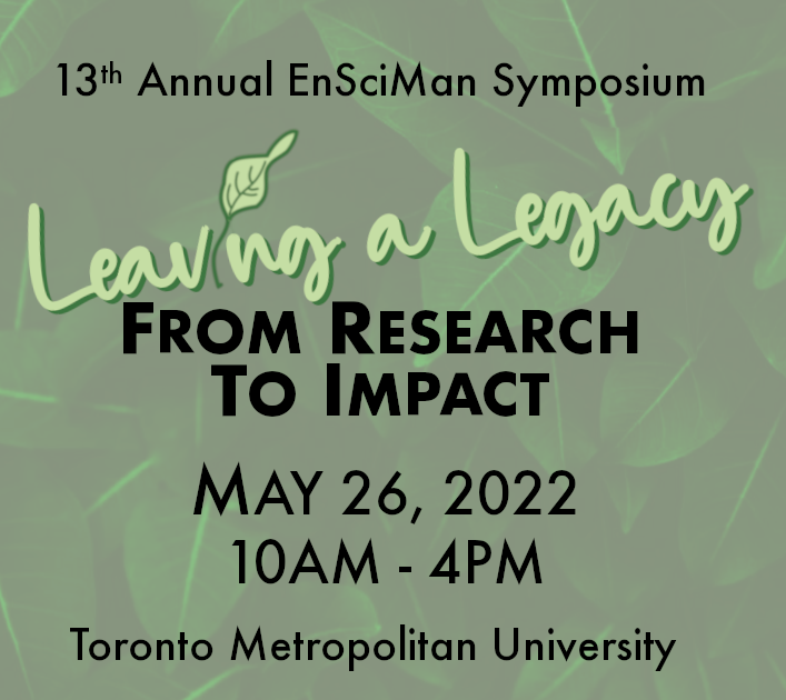 ensciman's tweet photo. Toronto MetU faculty and students, join the @ensciman program at our 13th annual EnSciMan Symposium on Thursday, May 26th, 2022 at 10AM. Find the regsitation here: https://t.co/hjxmE4nM25
Lunch and refreshments will be served. https://t.co/tNHRoqh8Sq