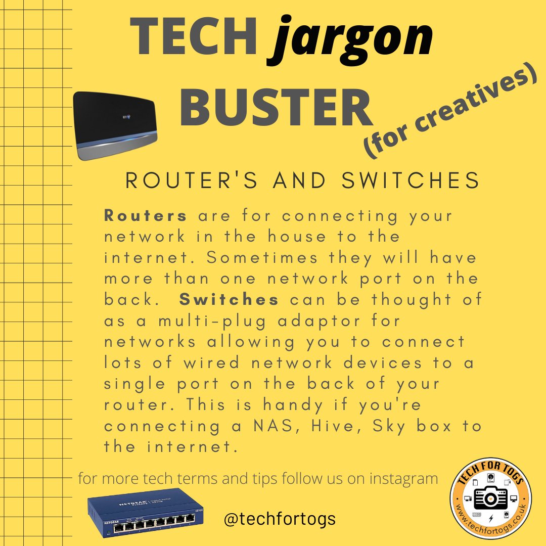 Routers and switches this week - do you know the difference?  Can you just plug everything into one?  Or should you .......Switch it up a bit.  See what we did there?
#techfortogs
#techsupportforcreatives
<a href="/techfortogs/">techfortogs</a>