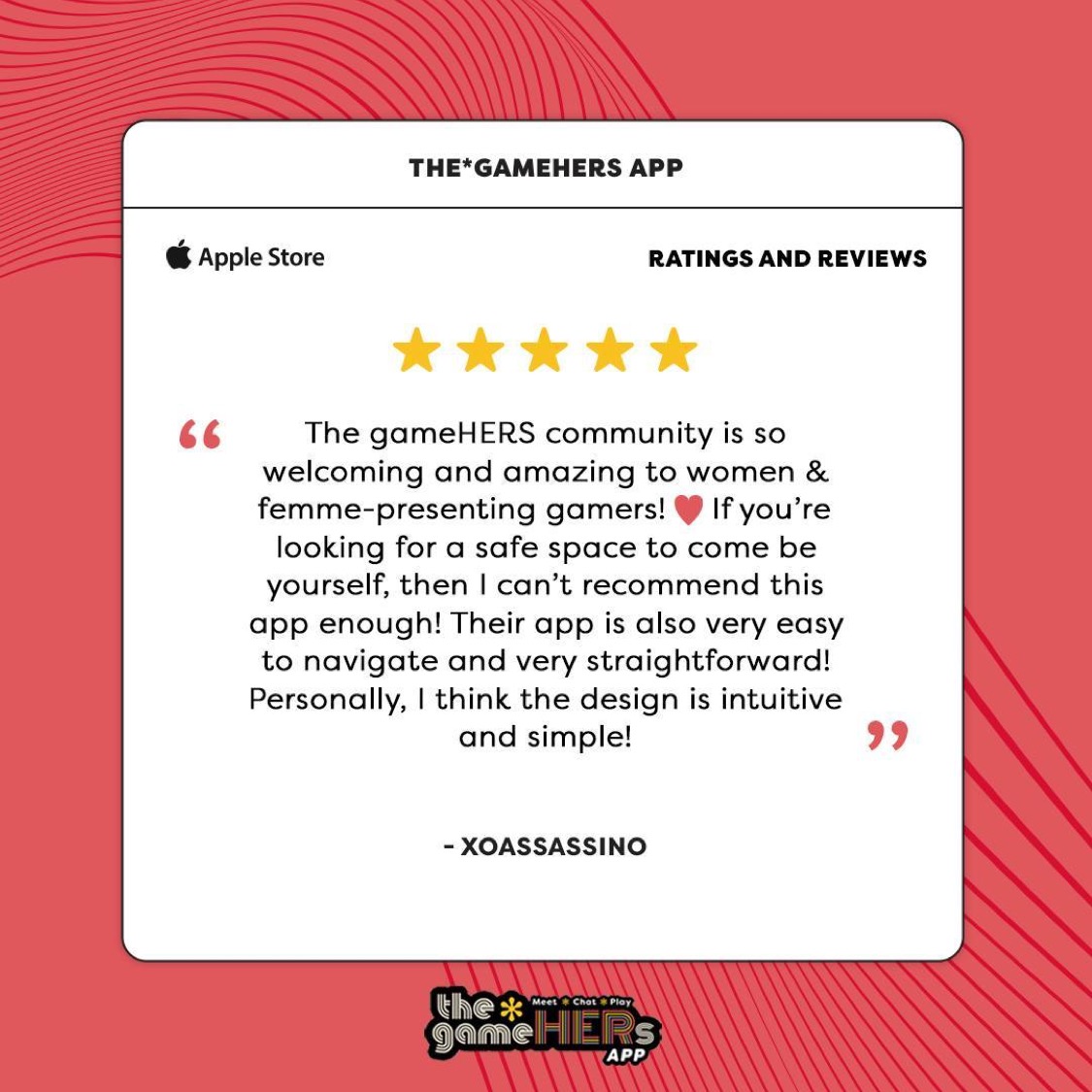allyseriesgg's tweet photo. From #AllySeries competitor @thegamehers:
The reviews are in, users love the*gameHERS App. Read this review that xoassassino left! You can join our community of gamers by downloading the app now! We will continue to expand the app's availability to grow our gamer family. ❤️🕹️ https://t.co/9sIo3vY9do