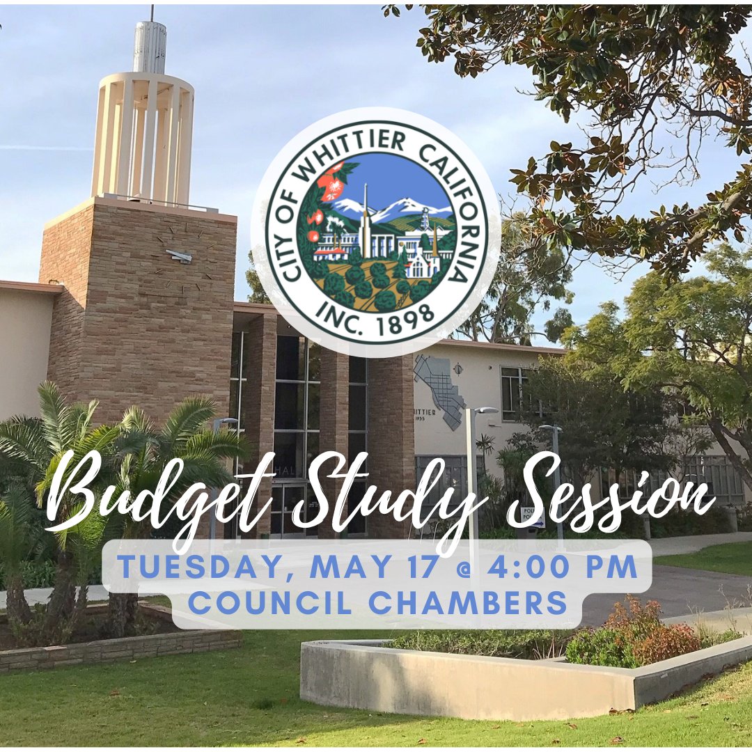 Join us for a City Council budget workshop tonight starting at 4:00 p.m. 🗣🙋‍♂️ Click here for the agenda, Zoom credentials, and additional details: bit.ly/3yAgkPM ✅ #meetingreminder #studysession #postpandemic #economicrecovery #planningforthefuture #cityofwhittier