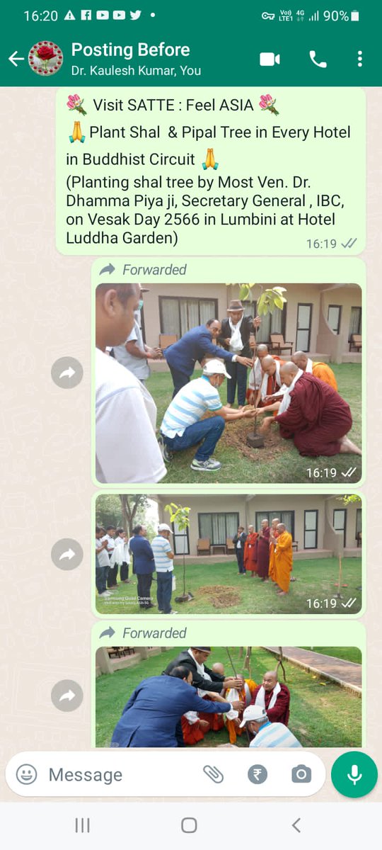 BuddhistMart's tweet photo. 💐 Visit SATTE : Feel ASIA 💐
🙏Plant Shal  &amp; Pipal Tree in Every Hotel in Buddhist Circuit 🙏 
(Planting shal tree by Most Ven. Dr. Dhamma Piya ji, Secretary General , IBC, on Vesak Day 2566 in Lumbini at Hotel Luddha Garden) https://t.co/jzv5YmNtWt