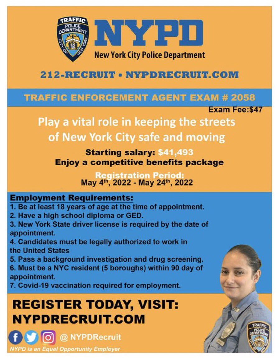 NYPD 121st Precinct on Twitter "Traffic Enforcement Agents Exam
