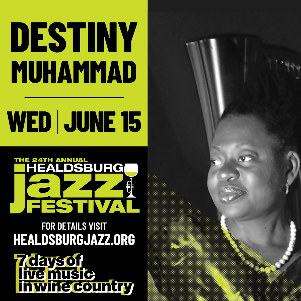 healdsburgjazz's tweet photo. We can't wait to host our Dinner Show with Artist in Residence Destiny Muhammad.  5 pm – 7 pm present at Little Saint (upstairs). https://t.co/2pzrctjS1H https://t.co/ejuF8pascx