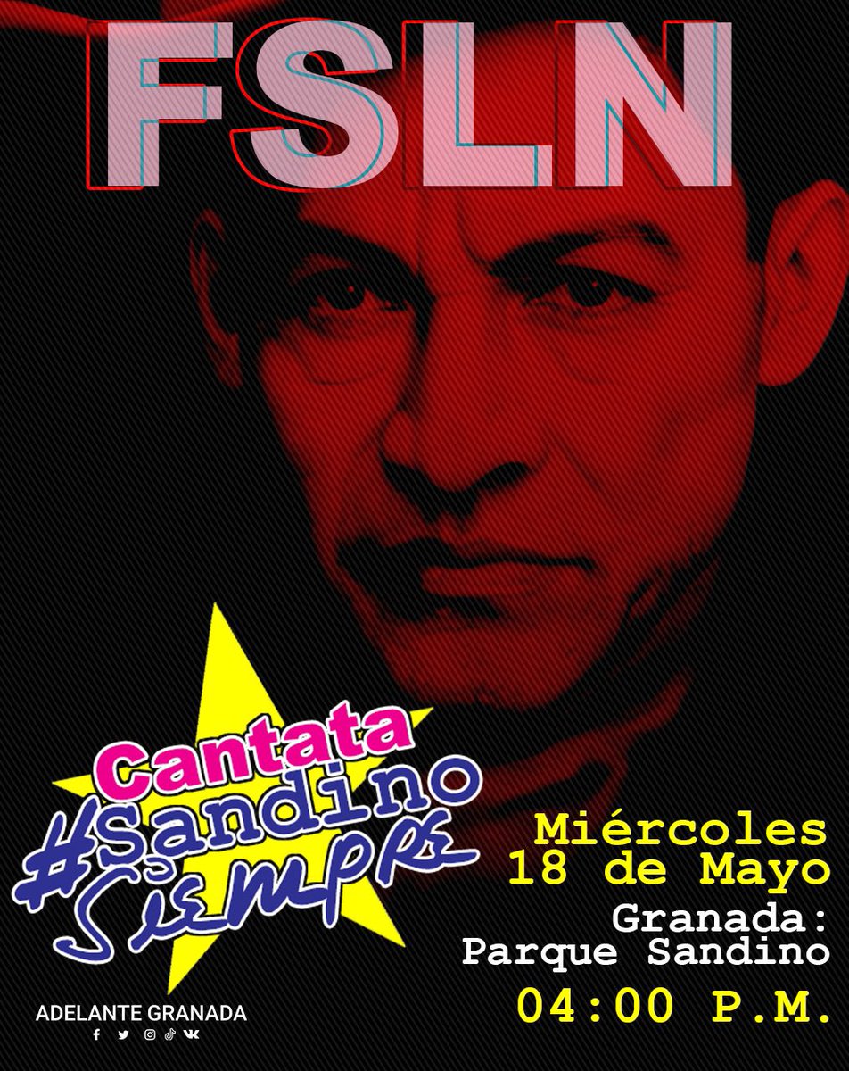 Dtto1Granada's tweet photo. #Nicaragua | Todos y todas a conmemorar el 127 aniversario del natalicio del General de Hombres y mujeres libres

#SandinoSiempre ✊

Conmemoremos el legado vigente de patriotismo y amor a Nicaragua.

📅Miércoles 18 de Mayo 
📍Granada: Parque Sandino  | 04:00 P. M. https://t.co/aiYRvdmvWY