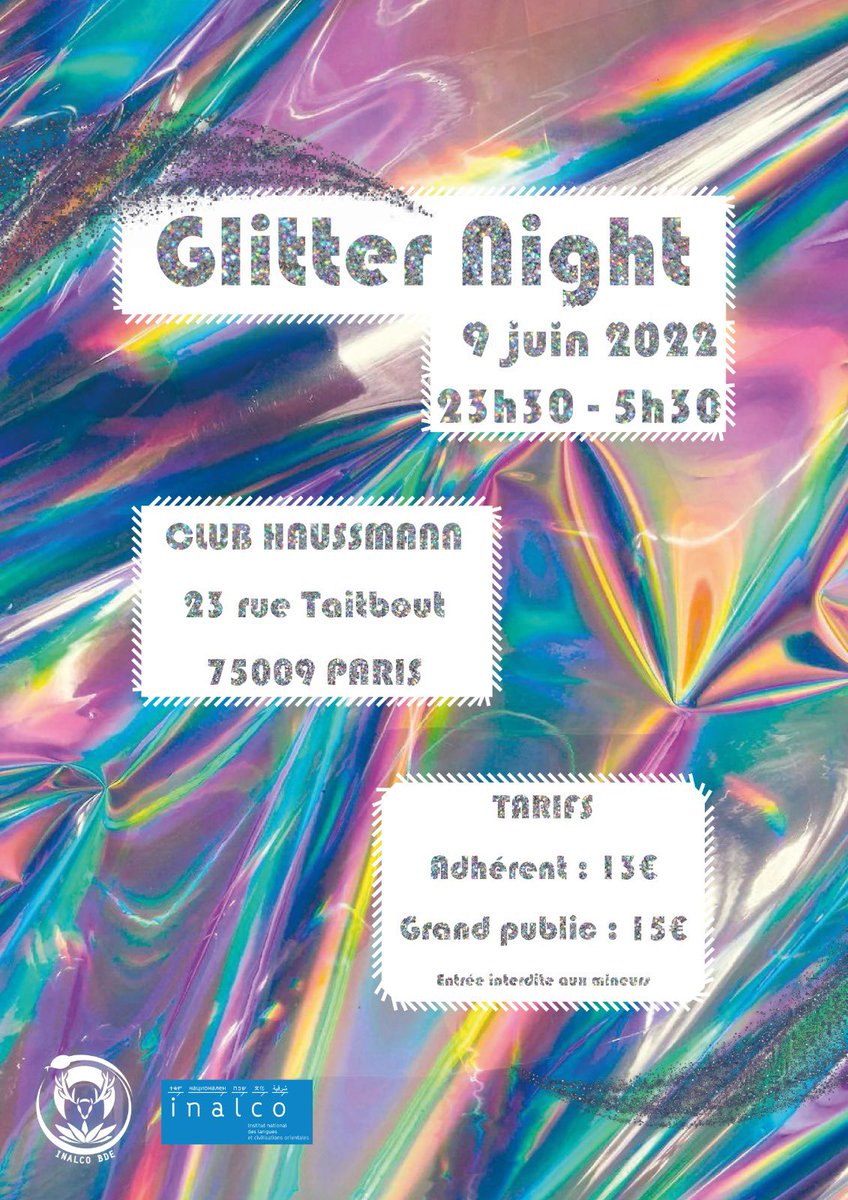 BDE_INALCO's tweet photo. 📢 BREAKING NEWS 📢

🗓 SAVE THE DATE : Jeudi 09 juin, 23h30-5h30. 

🎫 Pour la billetterie :  disponible dans le linktree de la bio de la page du BDE. Vous pourrez toujours acheter vos places à la fac à partir du jeudi 19 mai au bureau du BDE 2.03

📍CLUB HAUSSMAN https://t.co/8hSTmcqlz4