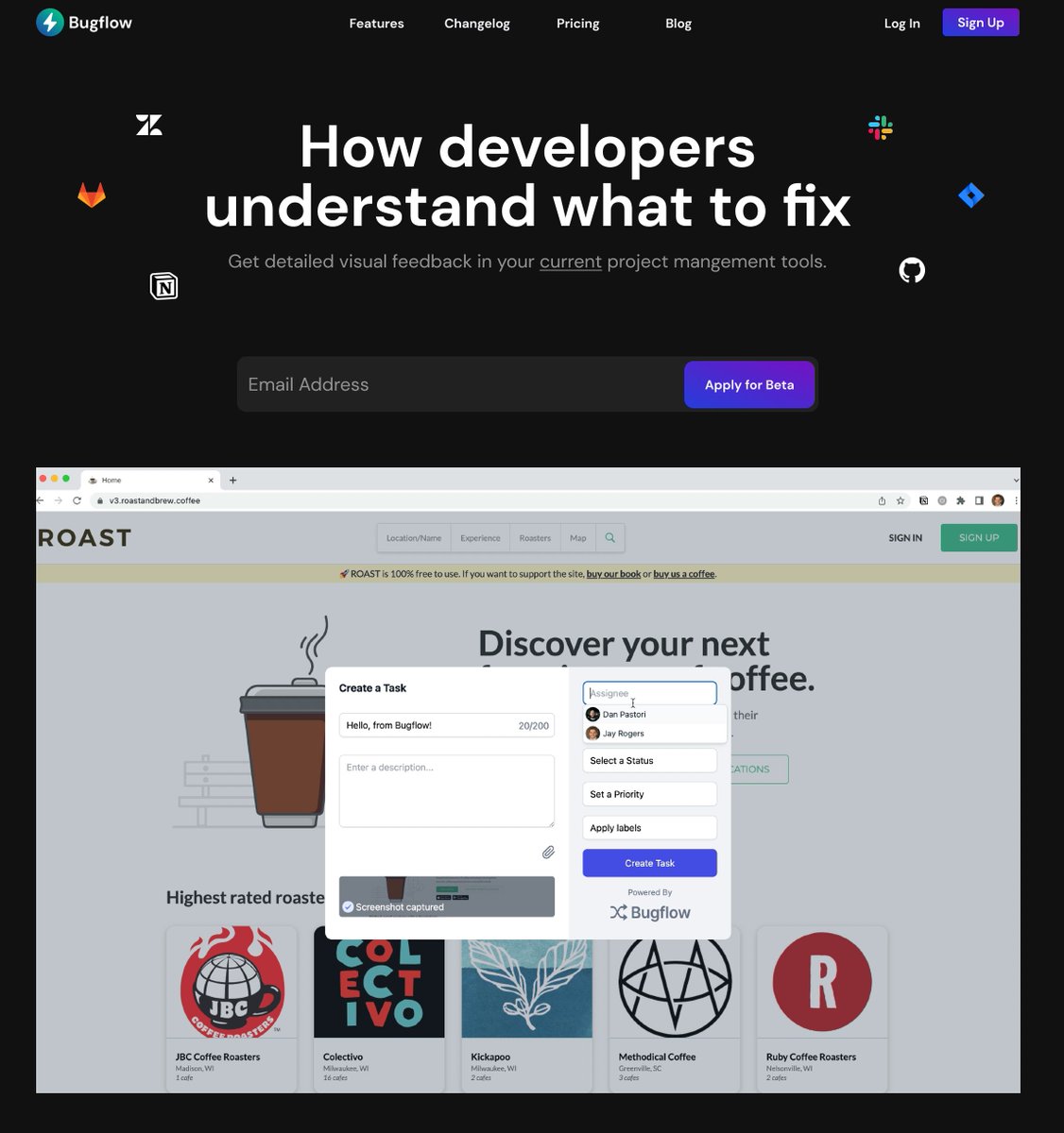 jaydrogers's tweet image. The new landing page for @getbugflow is coming along! Thanks for everyone&apos;s feedback.

This new brand is starting to grow on me. Feel free to check out the Figma file and let me know if you have any feedback 🤓

figma.com/proto/Qc9mnhp4…