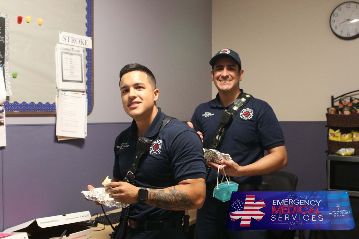 umcelpaso's tweet photo. University Medical Center of El Paso celebrates alongside healthcare organizations across the country National EMS Week, May 15 – 21, to thank our entire EMS workforce for their service and sacrifices in safeguarding the health, safety and well-being of our El Paso community. https://t.co/O5772hF8Oa