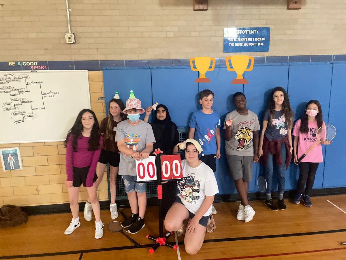 Our 6th grade Final Four Badminton pairs showing off our glow in the dark/light up Birdies.
We had the lights off, and had a fun day of playing with these new birdies.

#BakerPE

<a href="/BakerPhysEd/">BakerPhysEd</a> 
<a href="/IadarolaBakerPE/">Mr. Iadarola</a>