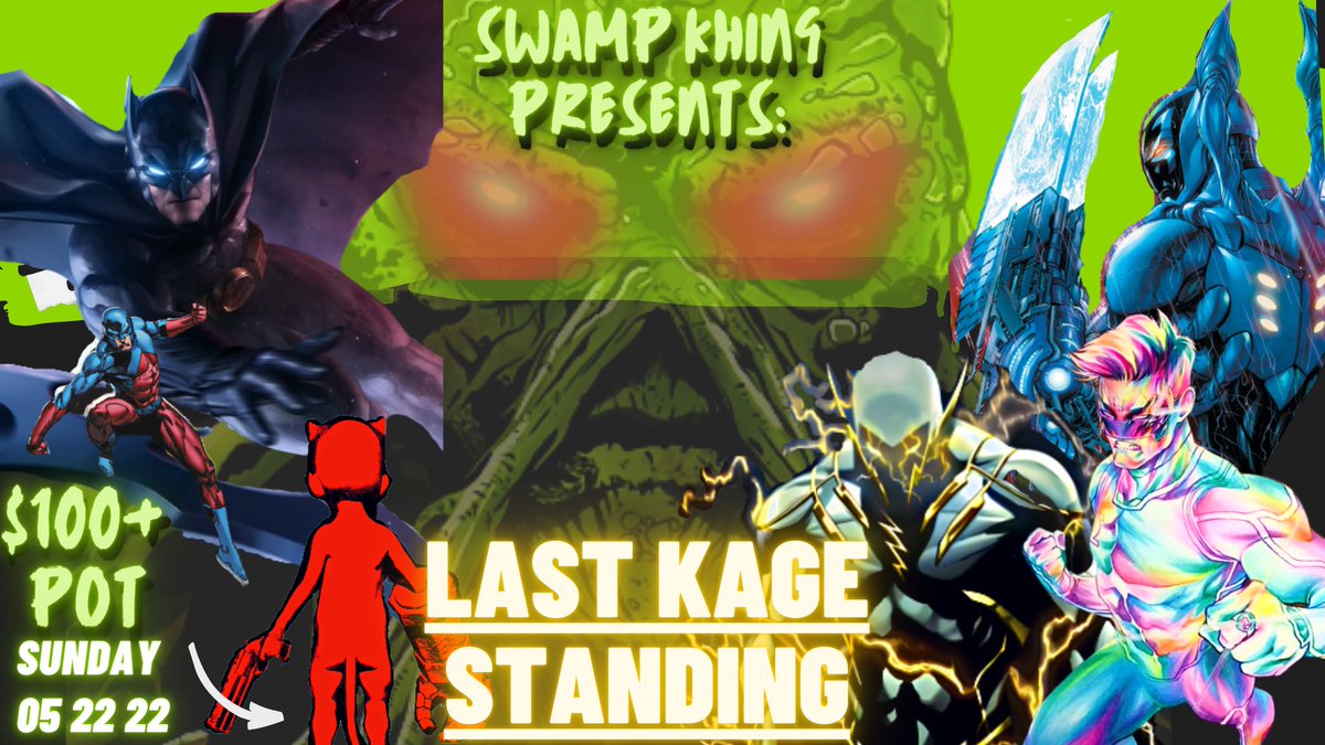 Putting on my 1st Tournament!

Watch the highest level #Injustice2 players from The Injustice Revival Discord, known as Kages, throw down THIS Sunday!!

Not only do we have a $100 starting pot, but bottom 2 players play one last set to see who gets DERANKED!

12pm on my twitch⏬