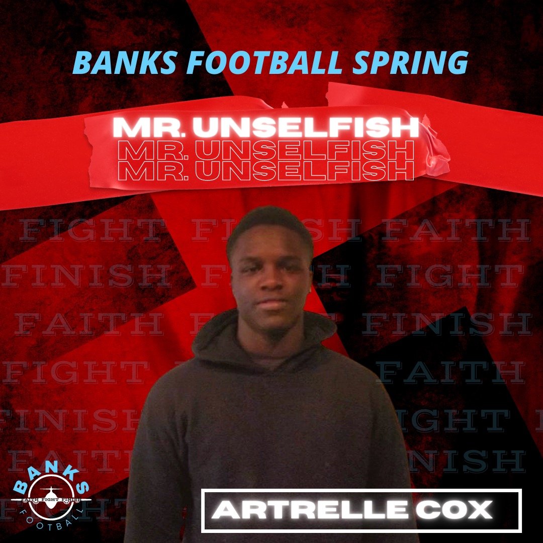 desmond1689's tweet photo. As the @BanksJetsFB wrapped up spring ball last week, our focus was on being UNSELFISH & COMMITMENT. This young man embodies what it is to be a TEAM PLAYER first!!! Our spring MR.UNSELFISH @ArtrelleCox
#GREATDAYTOBEAJET
#FaithFightFinish https://t.co/zcfxELemgh