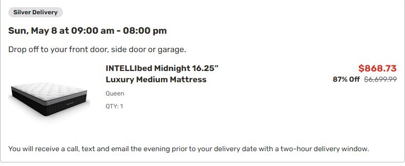 jiggedio's tweet image. Can we talk about Mattress firm. They had this insane website glitch where you could stack as many coupon codes as you wanted. This member got almost $7000 mattress for 87% off. 🤯