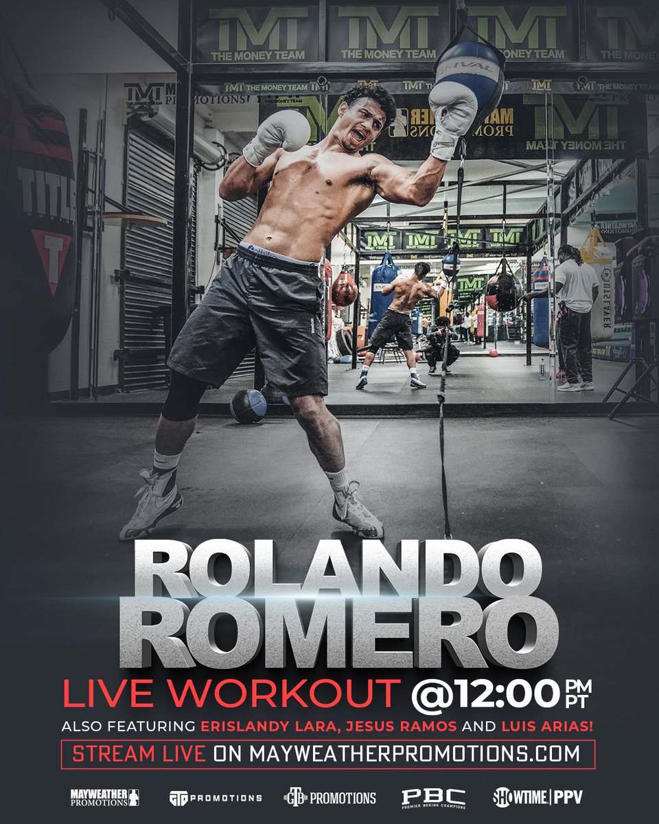 MayweatherPromo's tweet photo. TODAY❗️12pm PT live from Mayweather Boxing Club. Watch @SignUp4KOs, @Laraboxing, @ramos_jesus9, and @LuisCubaArias give us a preview of whats to come May 28th! #DavisRomero

📺: https://t.co/aFdl553M9j https://t.co/YK4DxcUhVF