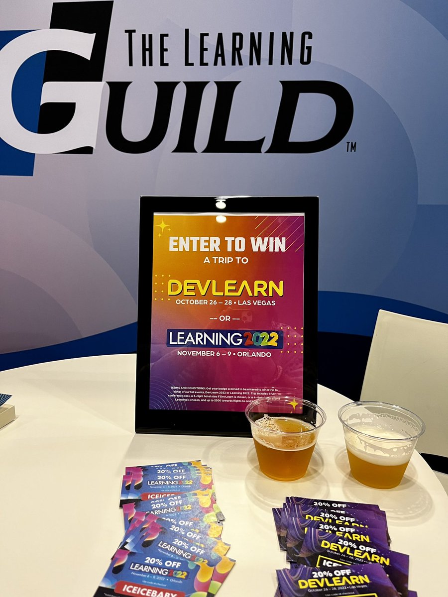 Free trip to a <a href="/LearningGuild/">The Learning Guild #DevLearn #Learning2024</a>  conference >>> free beer…. but juuuuust barely! Stop by #ATD22  booth 2040 (and grab an IPA across the way!) for you chance to win. #DevLearn #Learning2022