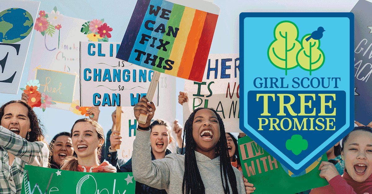 girlscouts's tweet photo. The time is NOW! ⏰Plant a tree with your Girl Scout sisters and impact #climatechange! https://t.co/674zSasX8Z #GirlScoutTreePromise https://t.co/l5pxuYBtZw
