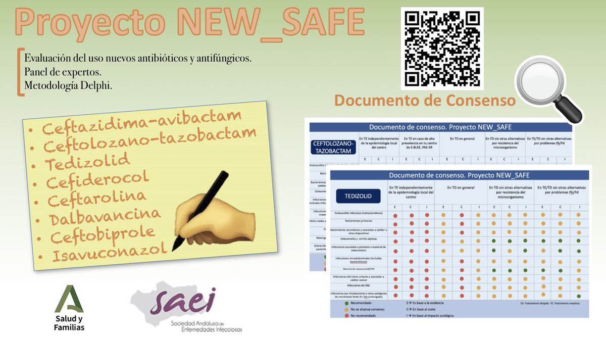 🔴ÚLTIMA HORA | Fruto del Proyecto NEW_SAFE ve la luz el Documento de Consenso del Grupo PROA-SAEI sobre el uso de los nuevos antibióticos y antifúngicos.

Utilidad en situaciones clínicas reales.

🔗Resumen: drive.google.com/file/d/1uu7ExD…

🔗Doc completo: drive.google.com/file/d/14wG-1G…
