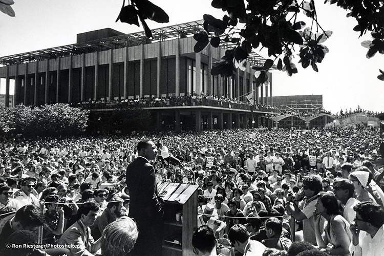On May 17, 1967, Rev. Martin Luther King, Jr. gave his last public speech in the Bay Area from the steps of Sproul Hall at @Cal. He told the crowd of 7,000, "You, in a real sense, have been the conscience of the academic community and our nation.”