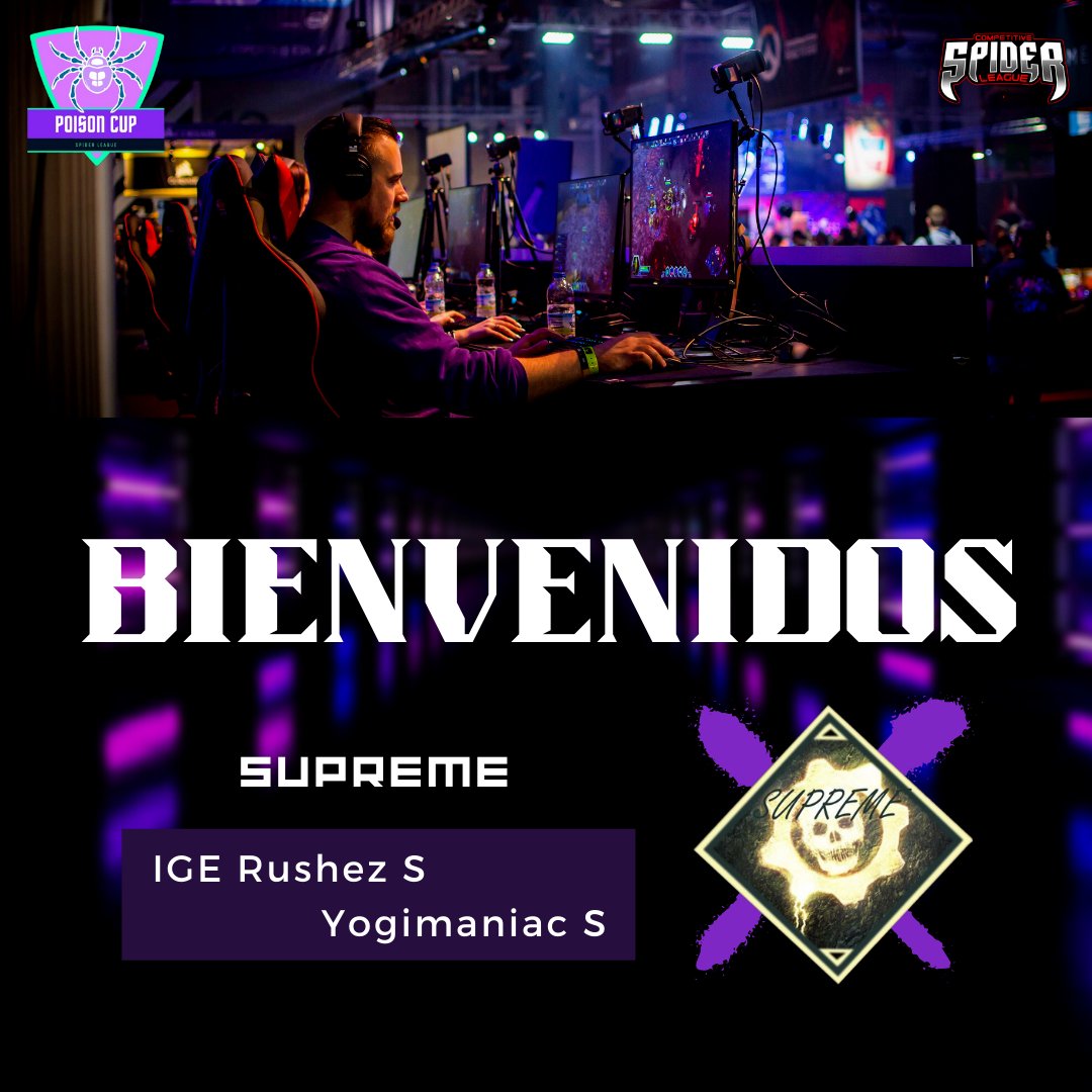 Sean bienvenidos a la POISON CUP, dupla de:

#SUPREME 🔥 equipo participante de esta POISON CUP🕸️🏆

🕷️ @GNiRushez
🕷️ <a href="/Yogimaniac_S/">Yogimaniac S</a>

#SpiderLeague #Gears5 #PoisonCup #Torneo #Xbox  #2v2 #Competitive