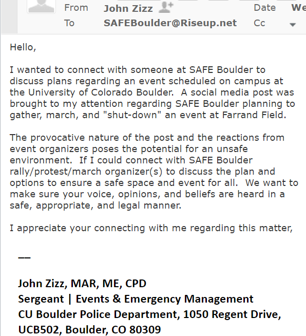 safeboulder's tweet photo. The @CUBoulder Police Department wants to ensure that the queerphobes coming to campus have a "safe space" to set queer people "free from their same-sex attraction"

By providing a stage, equipment, and security for Sean Feucht, they have sided with the anti-LGBTQ+/abortion right https://t.co/exzTfkyL1X
