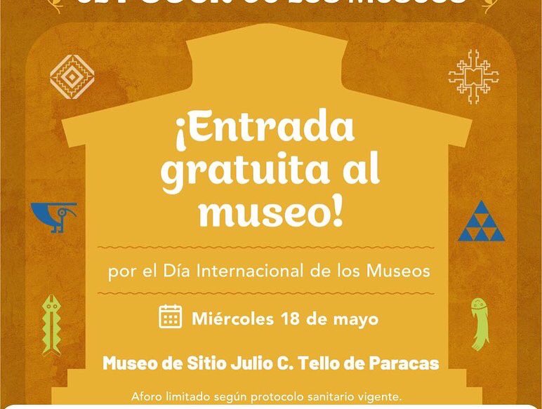MParacas's tweet photo. 18 DE MAYO - Día Internacional de los Museos. 🎉🎉🎉

No se pierdan de visitar el Museo de Sitio Julio C. Tello de Paracas y generar nuevas experiencias culturales.

Museos en Línea
#museosenlínea
#CulturaParaTodos https://t.co/JxWjIwL12q