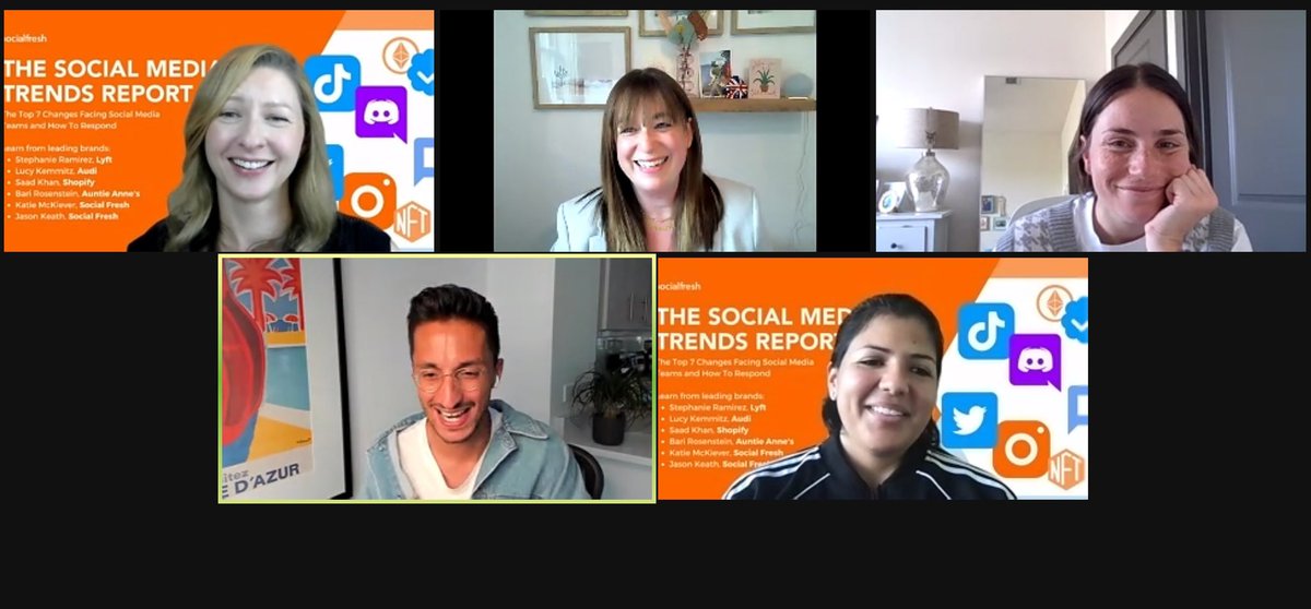 spent the afternoon hearing from these  wonderful social experts on how to navigate today’s social trends. thanks for hosting <a href="/socialfresh/">Social Fresh</a>! can’t wait to hear more at #SocialFresh22 
<a href="/saadk_/">saad</a> 
<a href="/basicallybari/">Bari Rosenstein Tippett</a> 
@stephrtweets 
<a href="/KatieMcKiever/">Katie McKiever | Social Media Consultant</a> 
<a href="/LondonGirlinDC/">Lucy Kemmitz</a>