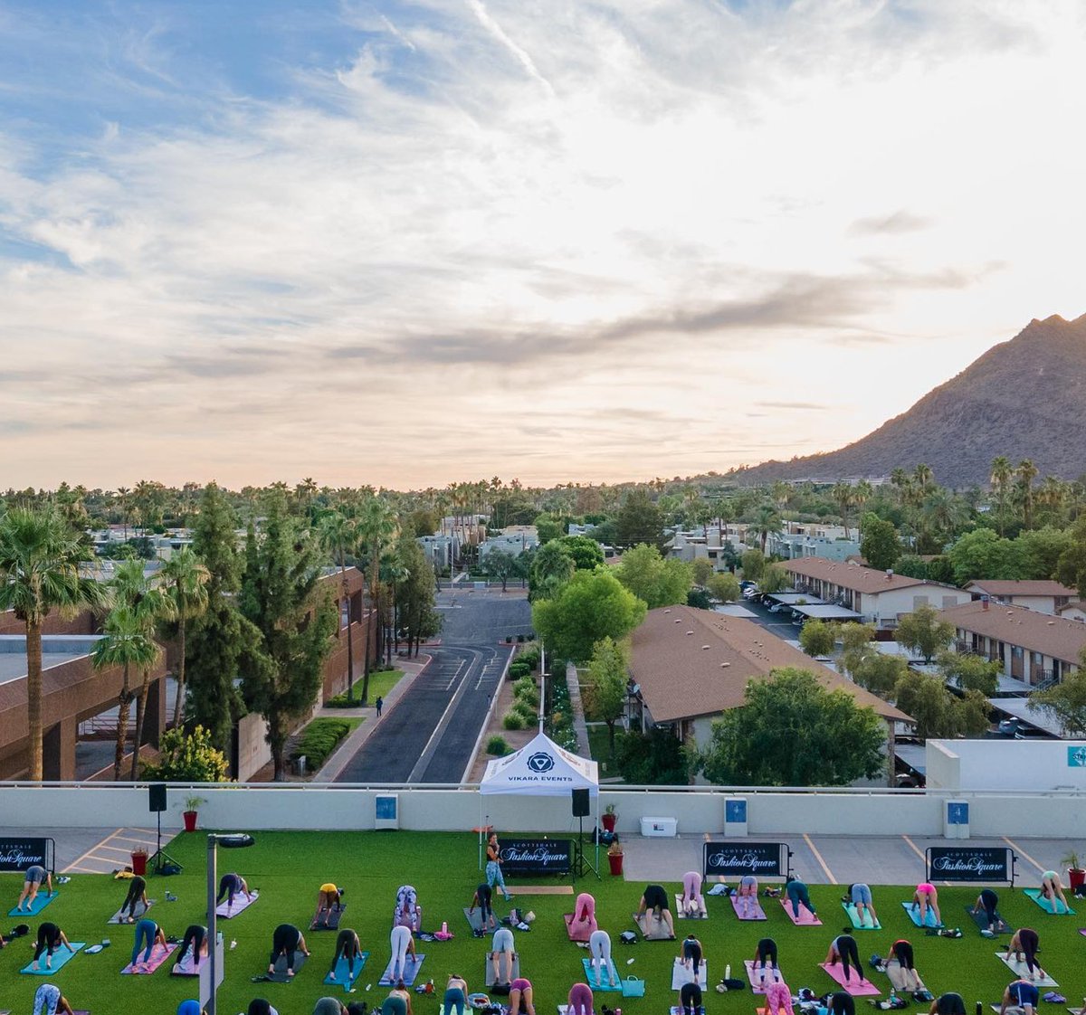 ScottsdaleFS's tweet photo. Summer rooftop yoga is back! 🧘 Join @vikarayogaevents every Wednesday at 6PM for yoga, music, and fun. 🎵  
Season passes are avaliable, click the link for all the info. https://t.co/GEBqbZpgk1 https://t.co/SwRVzUhGc9