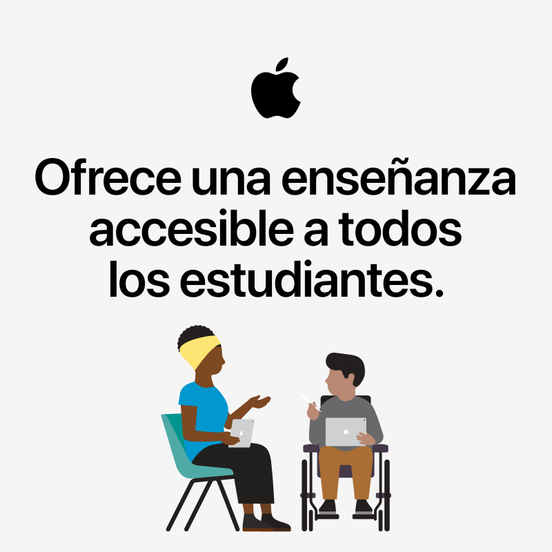 AppleEDU's tweet photo. Gracias a sus potentes prestaciones de accesibilidad integradas, el iPad permite a todos los estudiantes de tu centro aprender de la forma que mejor se adapta a sus capacidades 📚. Desliza para saber más.