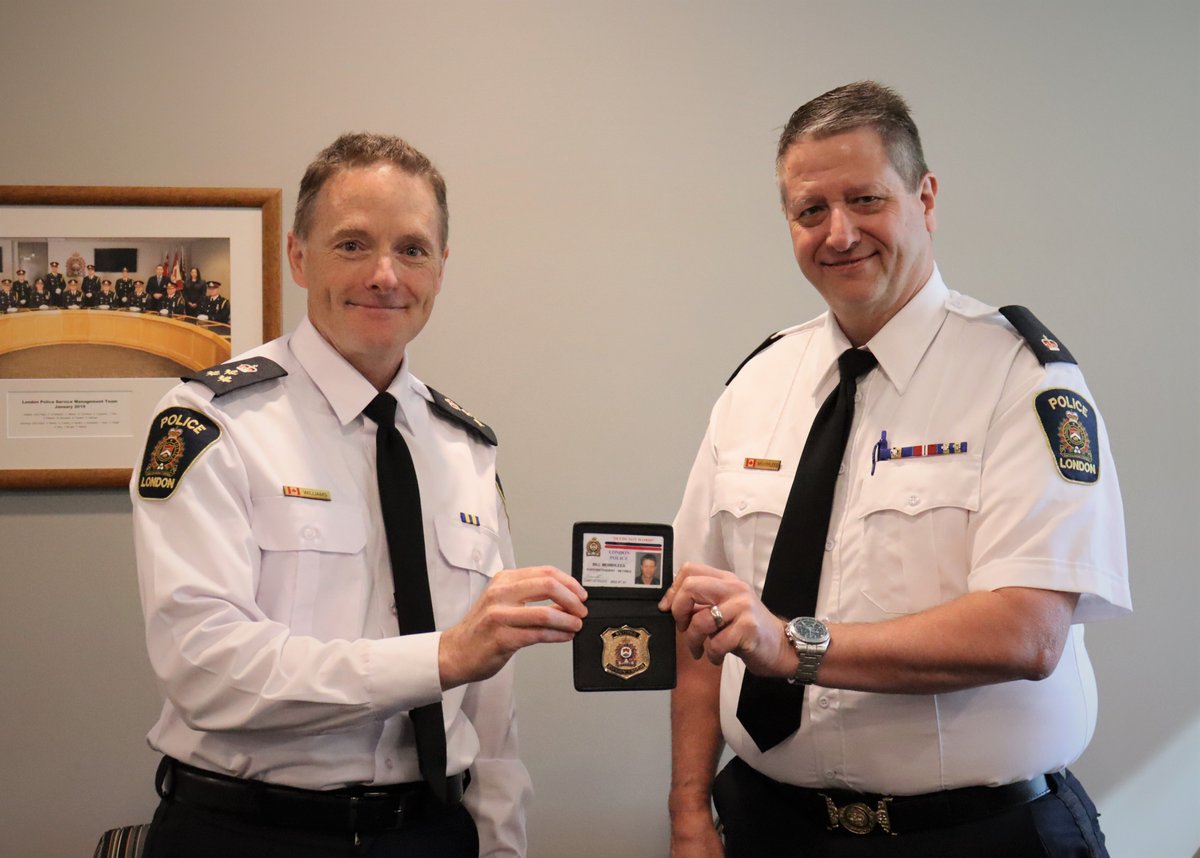 lpsmediaoffice's tweet photo. Congratulations to Superintendent Bill Merrylees on completing 40 years, to the day, with the London Police Service. Today we celebrated his retirement as the longest serving uniformed member in LPS history! Thank you for your leadership and service to the #LdnOnt community. 🎉 https://t.co/D74mKJqHvX