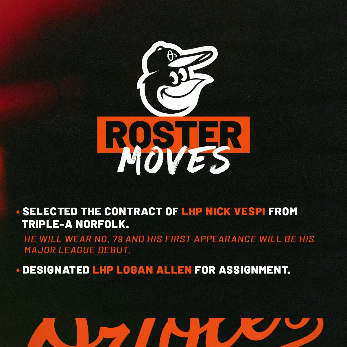 Orioles's tweet photo. We have made the following roster moves: https://t.co/GvkIuRumyK