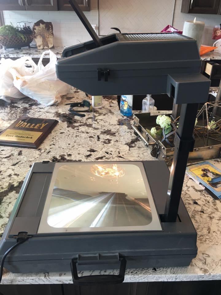 rhinodaddy's tweet photo. This coaching tool never failed me because of a cord, a connection, or the internet.     Still have this treasure.  Drew up many counter treys.    #overheadprojector https://t.co/ceH0vvki5S
