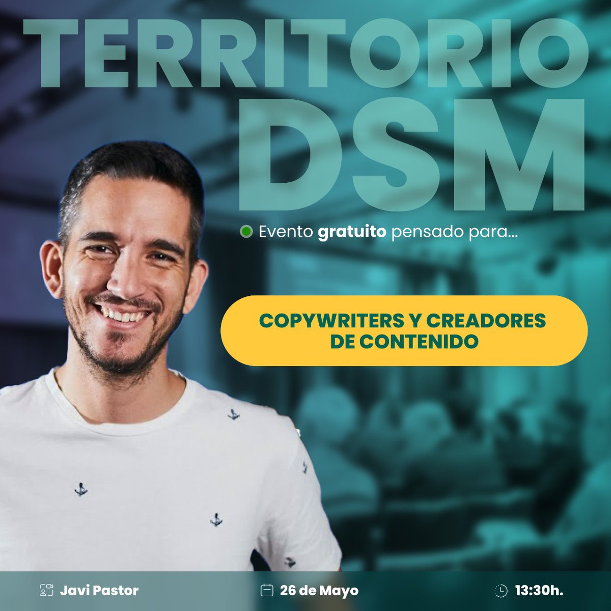 En #TerritorioContent tendremos a <a href="/jpastorre/">Javi Pastor - Podcast Freak ✍️</a> con una ponencia TOP 🚀

“Cómo planificar un calendario de promociones de #EmailMarketing”

Apúntate gratis a #TerritorioDSM

💡 24, 25 y 26 de mayo

Un evento gratis, online y en directo ⬇️

marketingandweb.es/congreso-marke…