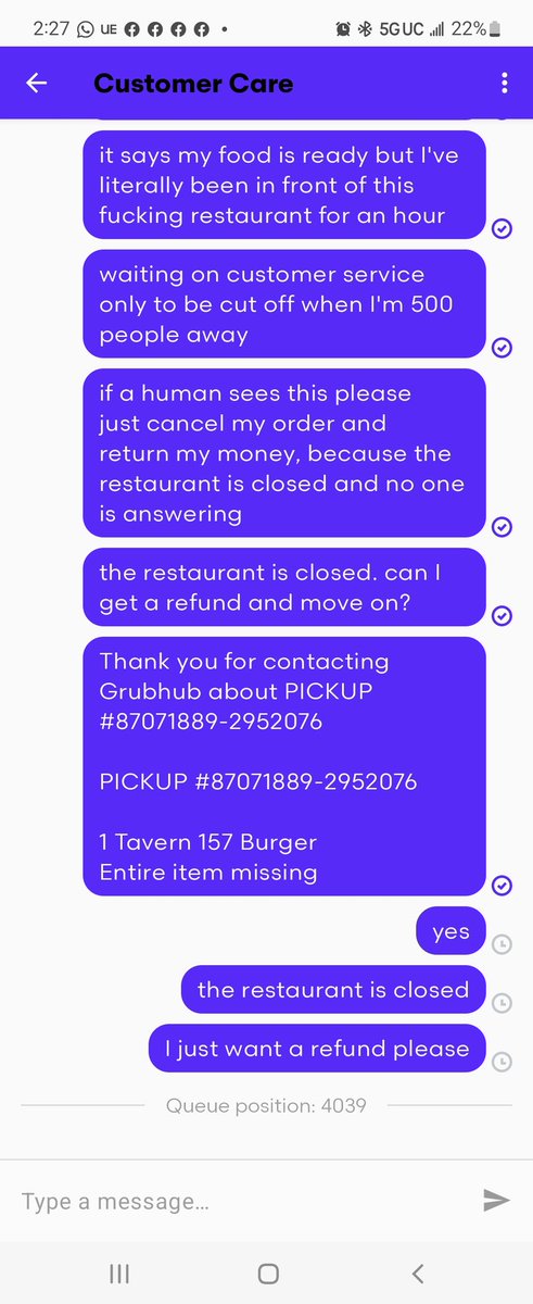 Doc_the_Poet's tweet photo. Now I'm somehow 4039 in the queue.... @Grubhub #grubhub really trying to waste my time today https://t.co/bNfh6ZDJKF