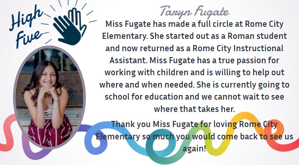 RomeCitySchool's tweet photo. Please go to Facebook and add comments with your appreciation for staff members. DON'T FORGET TO SHARE!!! https://t.co/kqtYGRKTQU https://t.co/v69exXjx7j