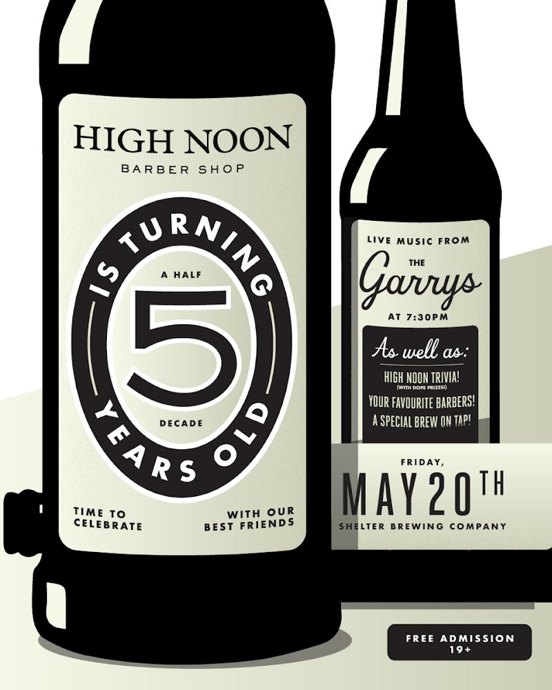 We are celebrating 5 years for our friends at <a href="/HighNoonBarber/">High Noon Barber Shop</a> with a free party this Friday, May 20! 🎂 This is a come-n-go event from 7-10pm at Shelter Brewing. Music at 730, good brews, tasty tacos, trivia, and cupcakes from <a href="/just_janna/">✧.* janna *.✧</a>. See y'all there!! #yxe