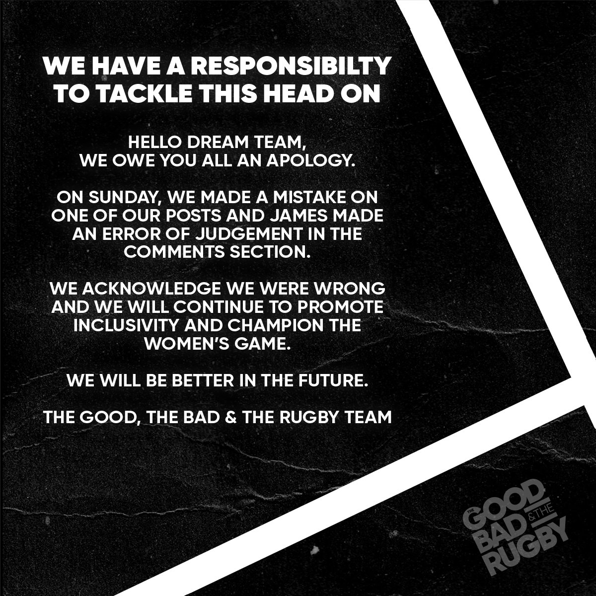 GoodBadRugby's tweet photo. We will be better 🏉 https://t.co/kJ1kUdO9Zq