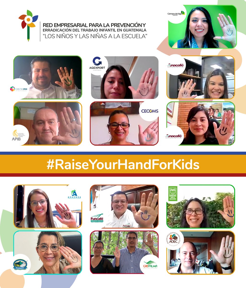 #RaiseYourHandForKids ¡Levantamos la mano por un mundo #SinTrabajoInfantil! 
<a href="/ninosalaescuela/">NoAl-TrabajoInfantil</a> y sus organizaciones socias reafirman su compromiso para la prevención y erradicación del trabajo infantil y la promoción de una educación de calidad.