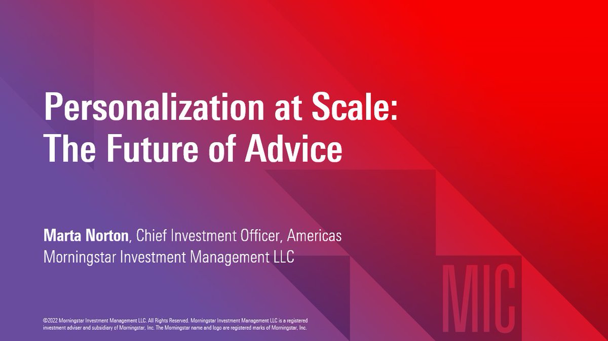 Chief Investment Officer Marta Norton is about to take the stage in Room #184 at #MICUS to help #FinancialAdvisors tackle “Personalization at Scale.” 

#Fintech #Finserv #ManagedPortfolios #WealthManagement