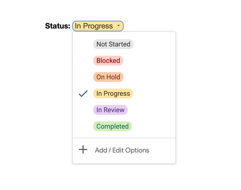 woah, google docs! insert → dropdown. its a beaut!