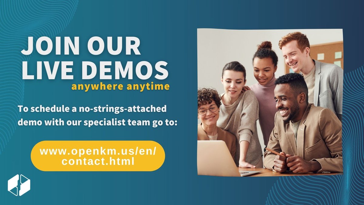 Are you looking for the perfect DMS that fits your organization's needs, or do you have questions about how OpenKM’s DMS works? 

This is your opportunity. You can schedule a no-strings-attached live demo with one of our specialists to learn all about OpenKM