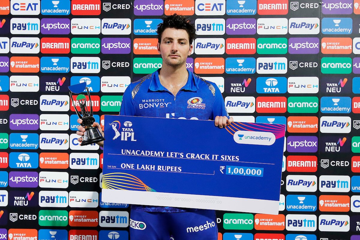 IPL's tweet image. Unacademy Let&apos;s Crack It Sixes of the Match between Mumbai Indians and Sunrisers Hyderabad is Tim David.

#TATAIPL @unacademy #LetsCrackIt #MIvSRH