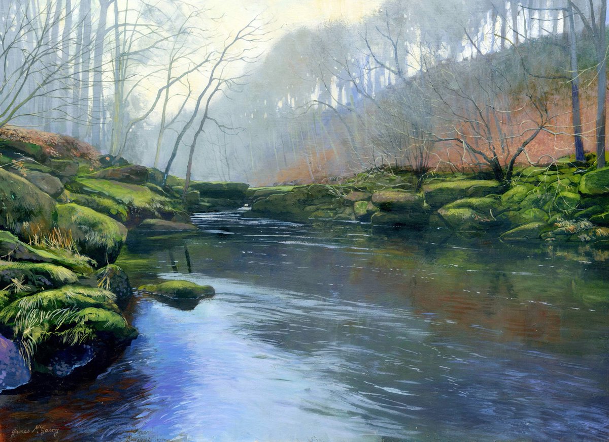JamesMcgairyart's tweet photo. Deep water.  Acrylic on board. #painting #acrylicpainting  #originalart #landscapepainting #Yorkshire https://t.co/vlThOhRBOZ