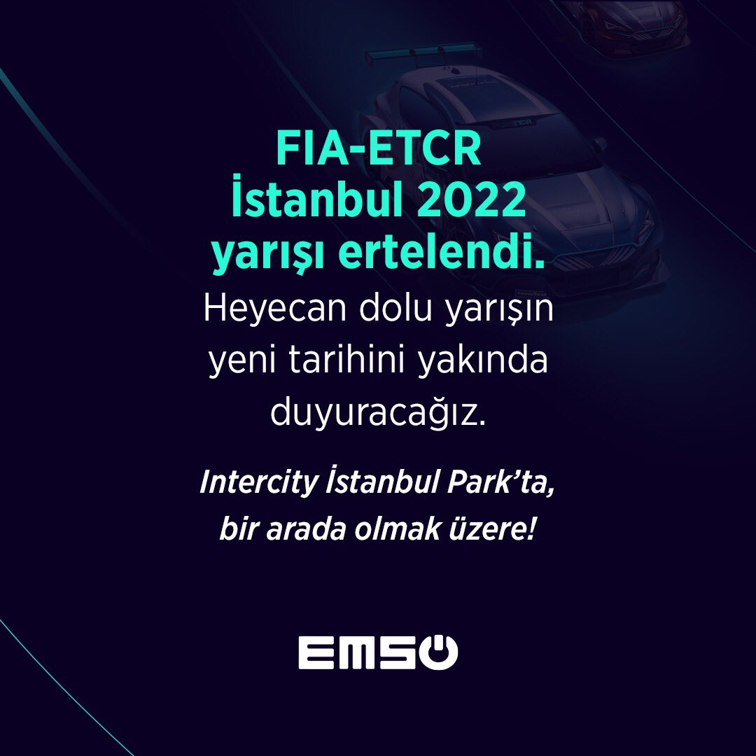 ETCR’ın duyurusunda da belirtildiği üzere FIA-ETCR İstanbul 2022 yarışı ertelendi. Heyecan dolu yarışın yeni tarihini yakında duyuracağız. Intercity İstanbul Park’ta bir arada olmak üzere!