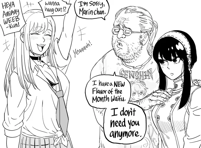 Patreon request:
Kitagawa Marin is informed that she is no longer the FOTM anime waifu. 