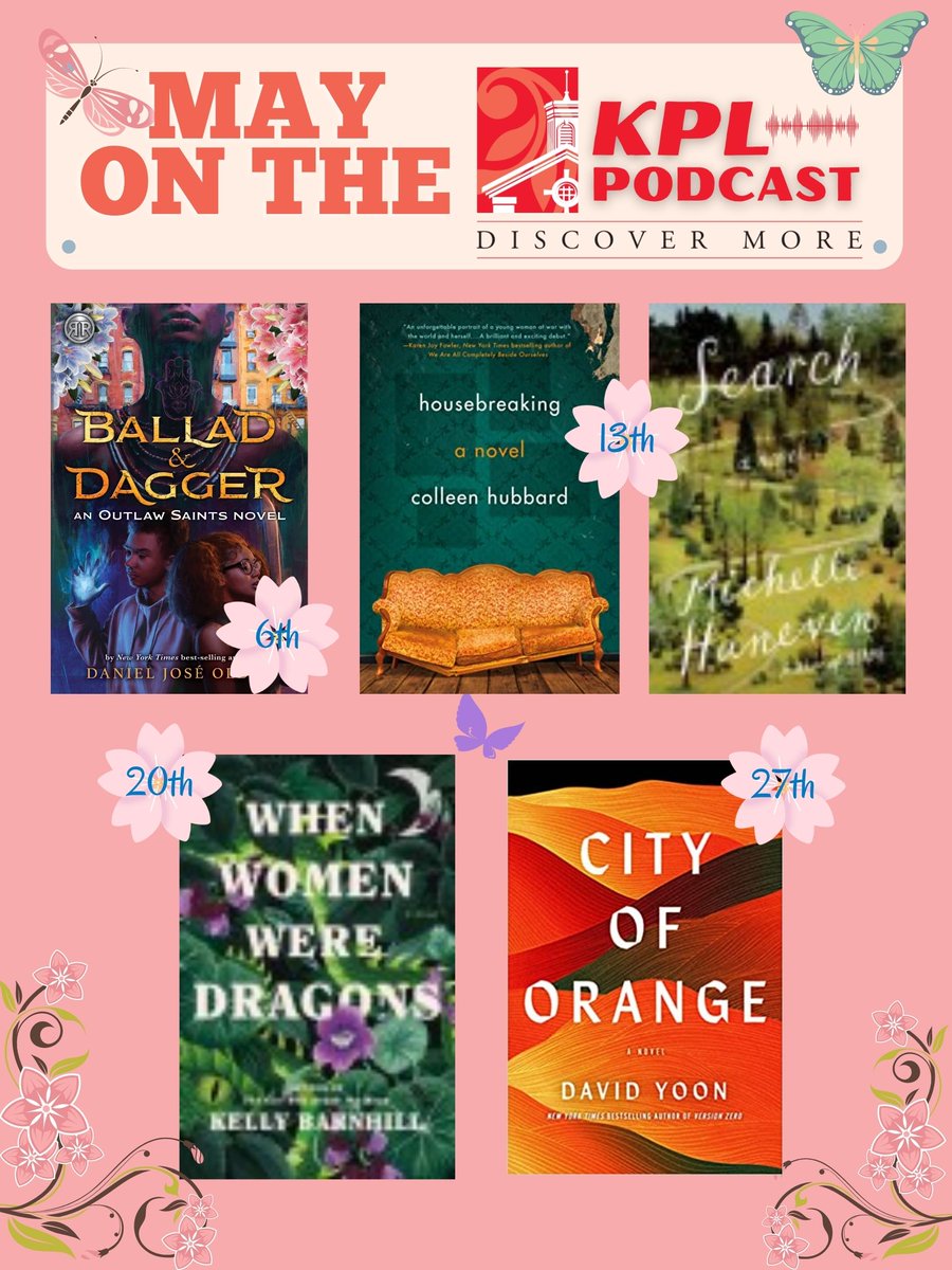 KirkwoodLib's tweet image. Have you been listening to our terrific May lineup on the #KPLPodcast? It's not too late to start! 
We'd love to hear from you! Have a topic you'd like us to explore? Author visit? Comments? Please write to us at podcast@kirkwoodpubliclibrary.org
kplpodcast.buzzsprout.com