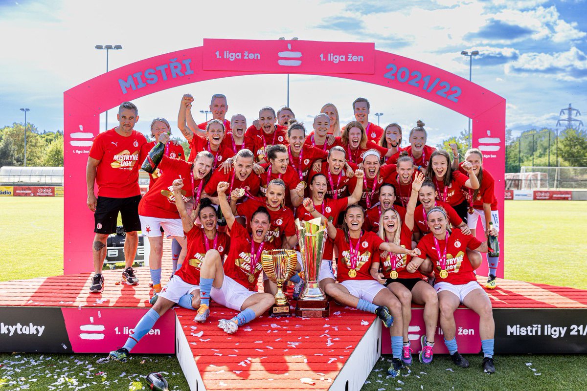 KHaugstad7's tweet photo. This weekend was one for the books 🏆🤩 proud to be part of this team and club! 

Let’s get the double 👏🏼 Wednesday against Sparta! 

@SlaviaZeny #champions https://t.co/CTjolTZk8y