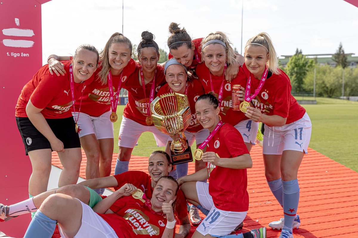 KHaugstad7's tweet photo. This weekend was one for the books 🏆🤩 proud to be part of this team and club! 

Let’s get the double 👏🏼 Wednesday against Sparta! 

@SlaviaZeny #champions https://t.co/CTjolTZk8y